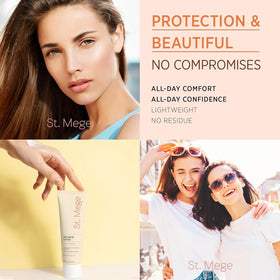 St. Mege label ingredients detail highlighting rice extract and probiotics benefits