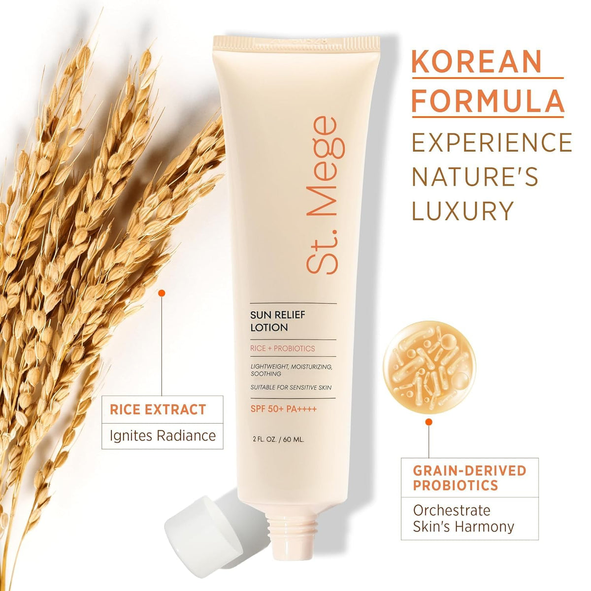 St. Mege texture close-up displaying lightweight lotion and quick absorption