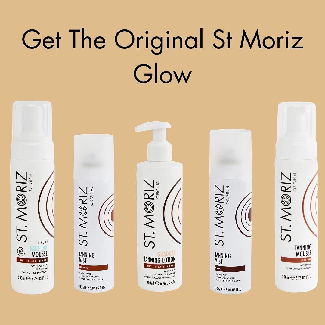 ST. MORIZ application with mitt for streak-free blend and neat results