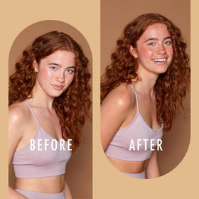st moriz being applied to cheek with brush demonstrating smooth, even coverage