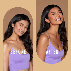 st. moriz applied on face with brush, shows even, streak-free finish