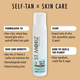 St Moriz application with mitt showing even, streak-free finish