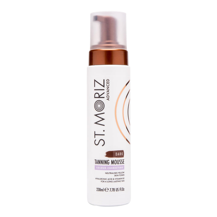 ST. MORIZ front bottle showing dark mousse and packaging benefits