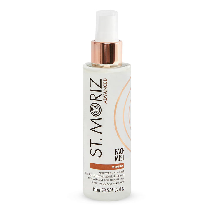 ST. MORIZ front bottle image showing clear label and compact travel size benefit