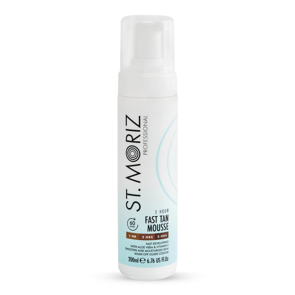 St Moriz front bottle showing mousse and guide tint benefit