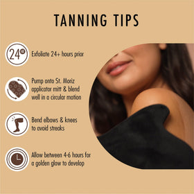 ST. MORIZ before and after comparison illustrating deeper natural-looking bronze