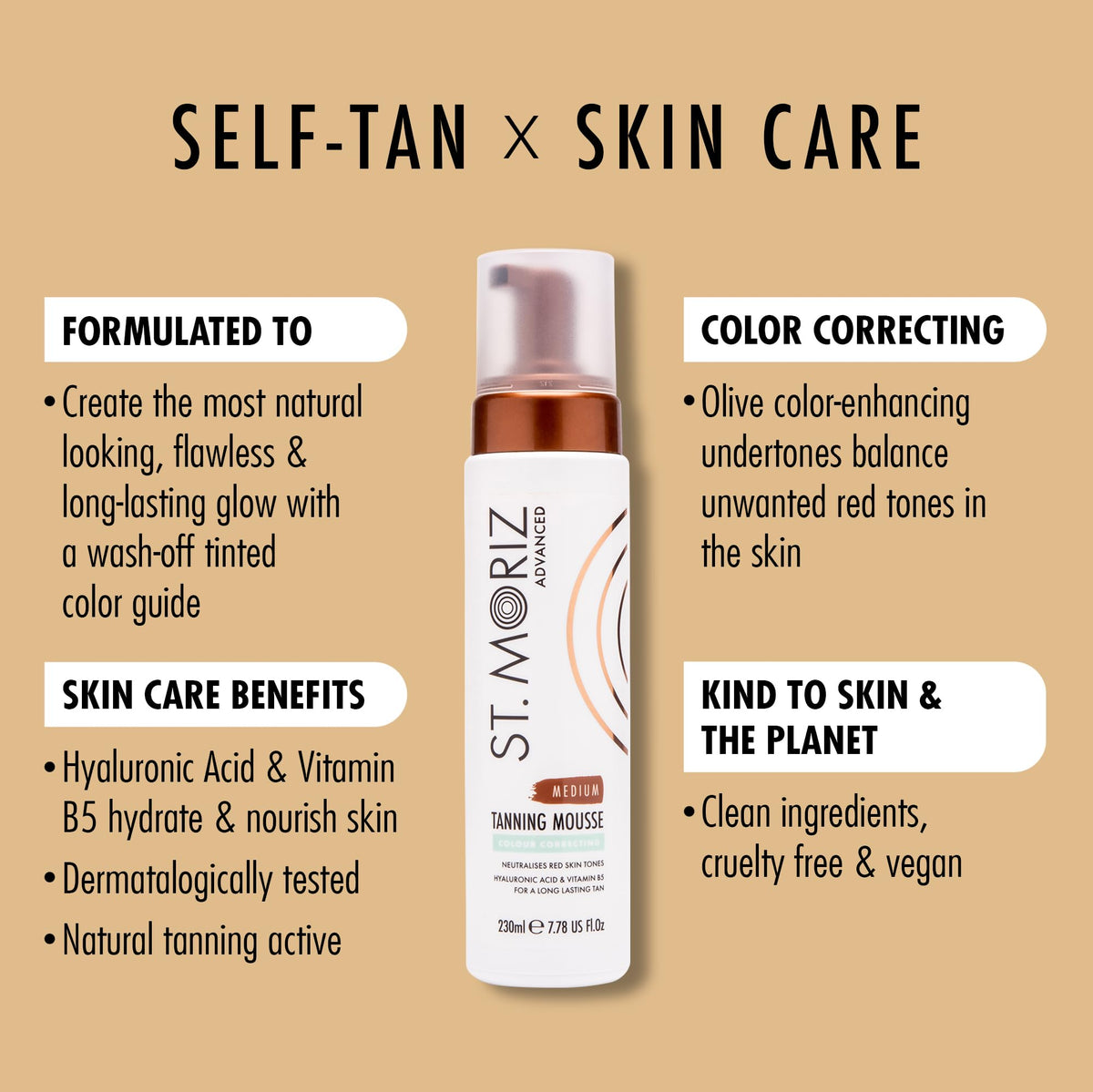 ST. MORIZ mousse texture close-up highlighting lightweight blend and coverage