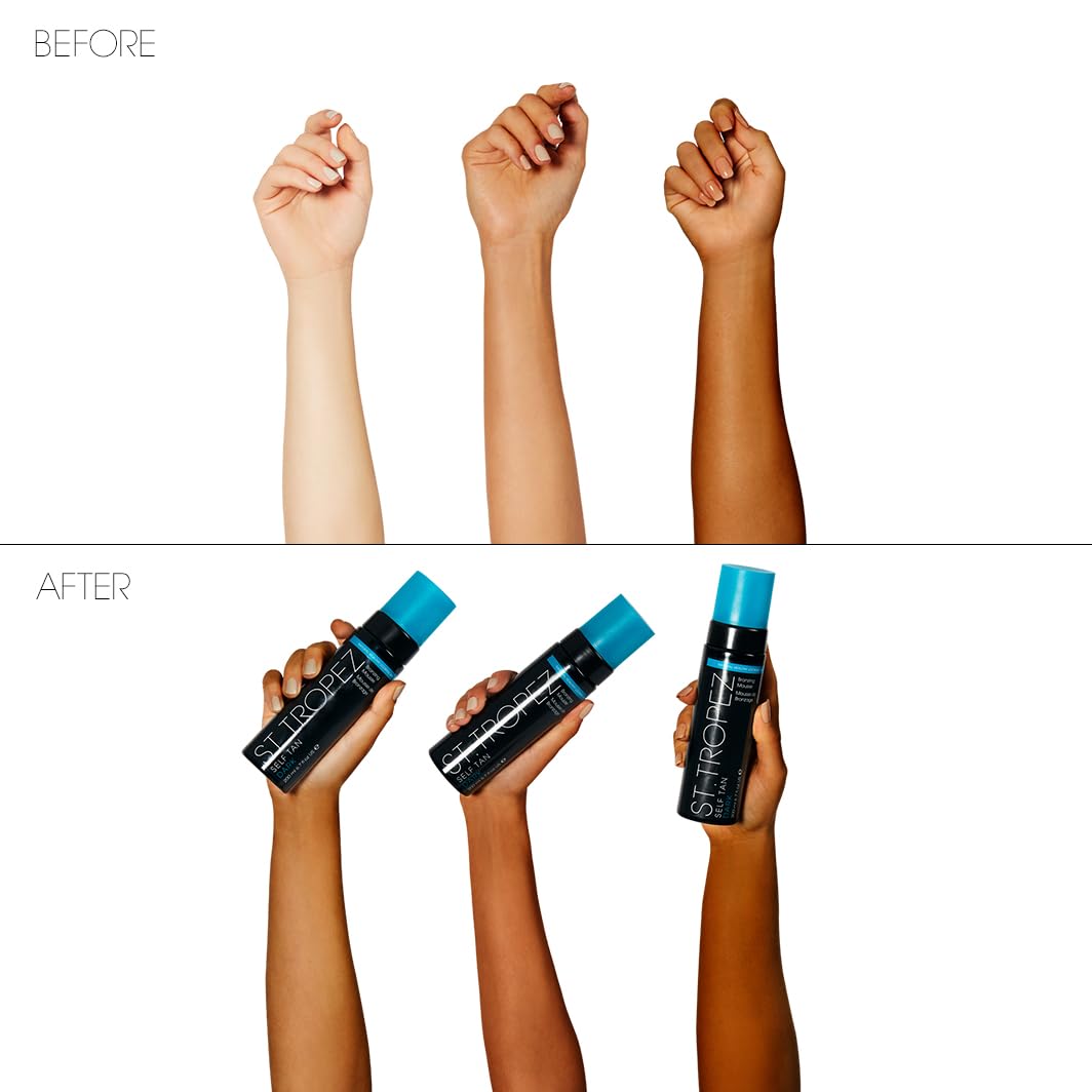 St.Tropez application with mitt demonstrating smooth, streak-free coverage advantage