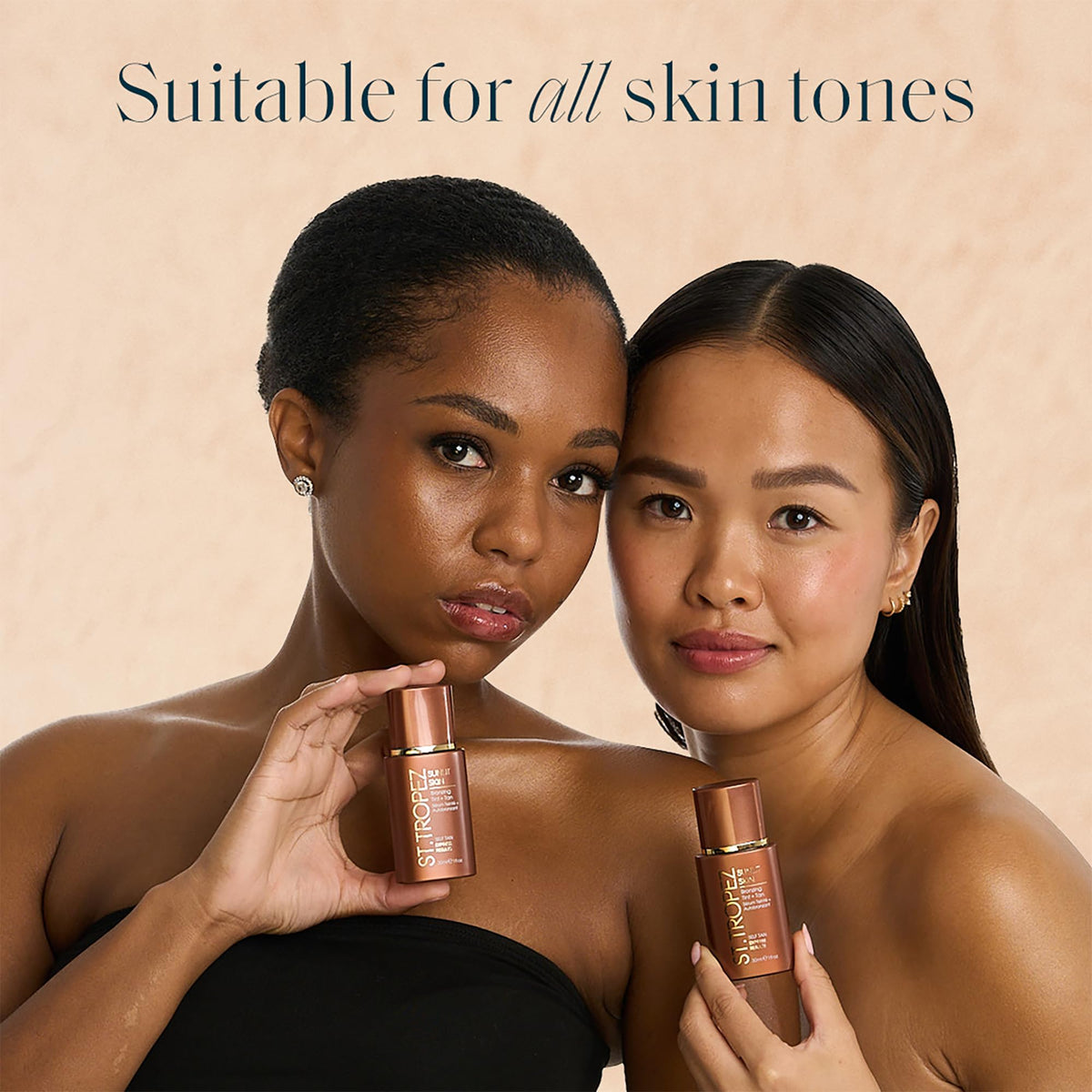 St.Tropez before and after face comparison illustrating natural radiance