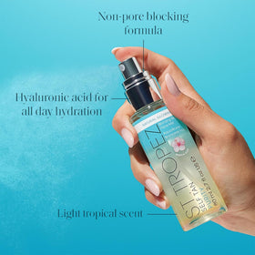 Before-and-after skin with St.Tropez mist showing natural sunkissed tone benefit