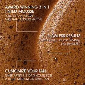 St.Tropez mousse foam texture close-up demonstrating quick-dry, buildable colour