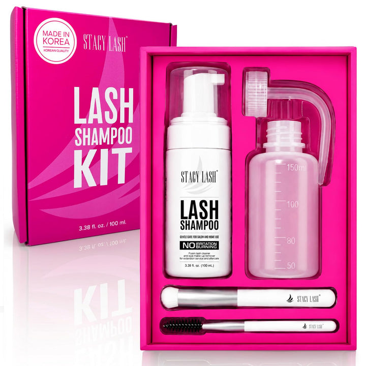 STACY LASH bottle front showing label and 100ml capacity, clear benefits for easy identification
