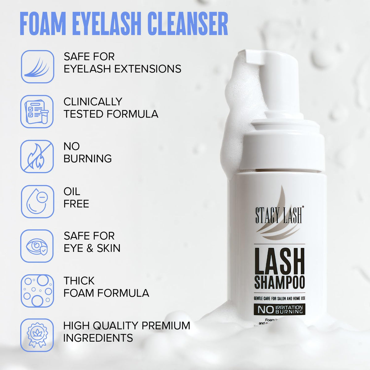 STACY LASH label detail highlighting ingredients and cruelty-free badge