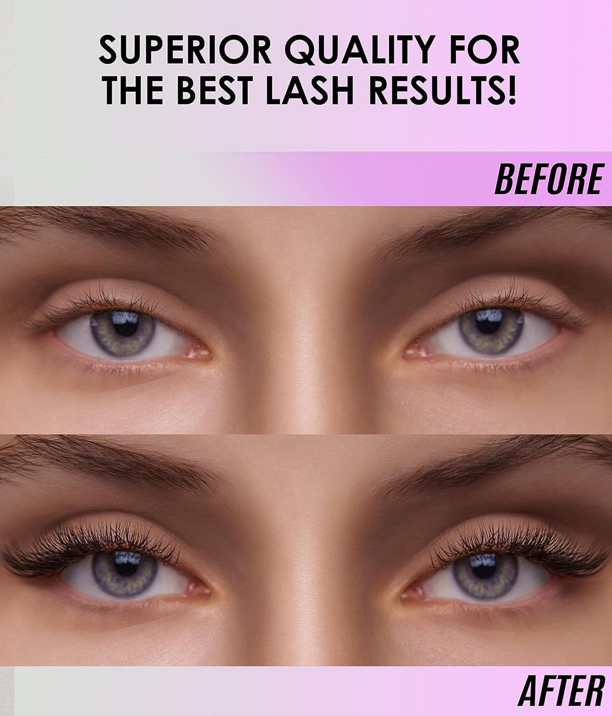 STACY LASH before and after lashes showing 4–5 week retention and natural finish