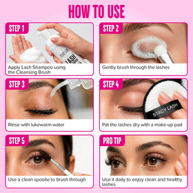 STACY LASH rinse bottle in use for splash-free rinsing benefit