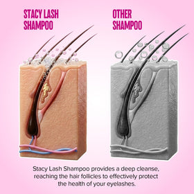 STACY LASH 100ml bottle beside ruler for scale, illustrating compact travel-ready size