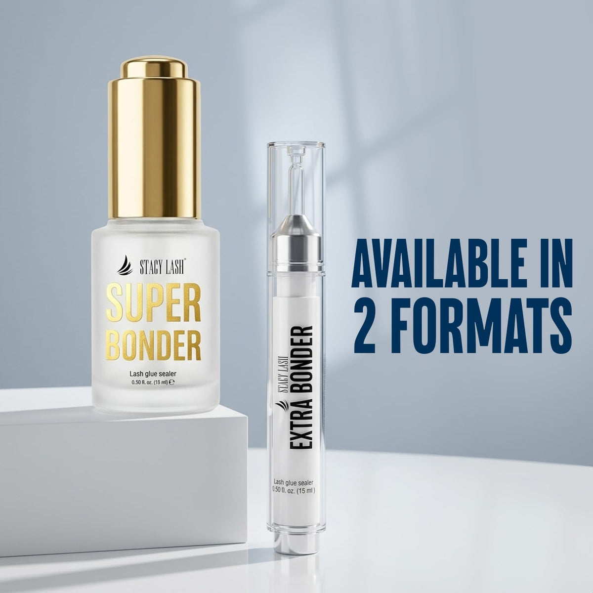 STACY LASH 15ml next to ruler showing compact size and travel-friendly benefit