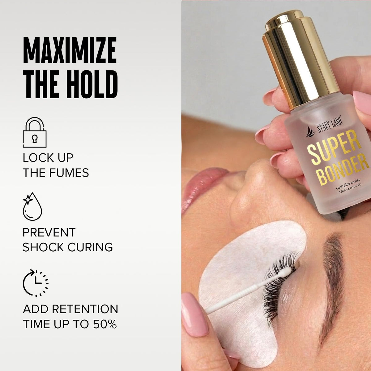 STACY LASH dropper detail demonstrating precise dispensing for economical, mess-free application