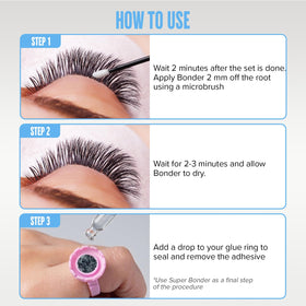 STACY LASH workstation styling with bonder bottle showing salon-ready presentation and convenience