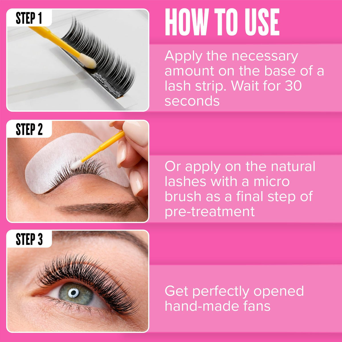 STACY LASH applied with microbrush on lashes illustrating precise accelerator use