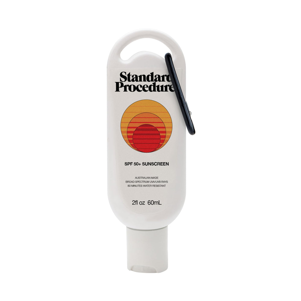 Standard Procedure front packaging showing SPF 50+ and travel benefits