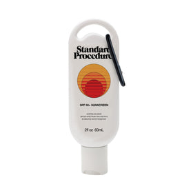 Standard Procedure front packaging showing SPF 50+ and travel benefits