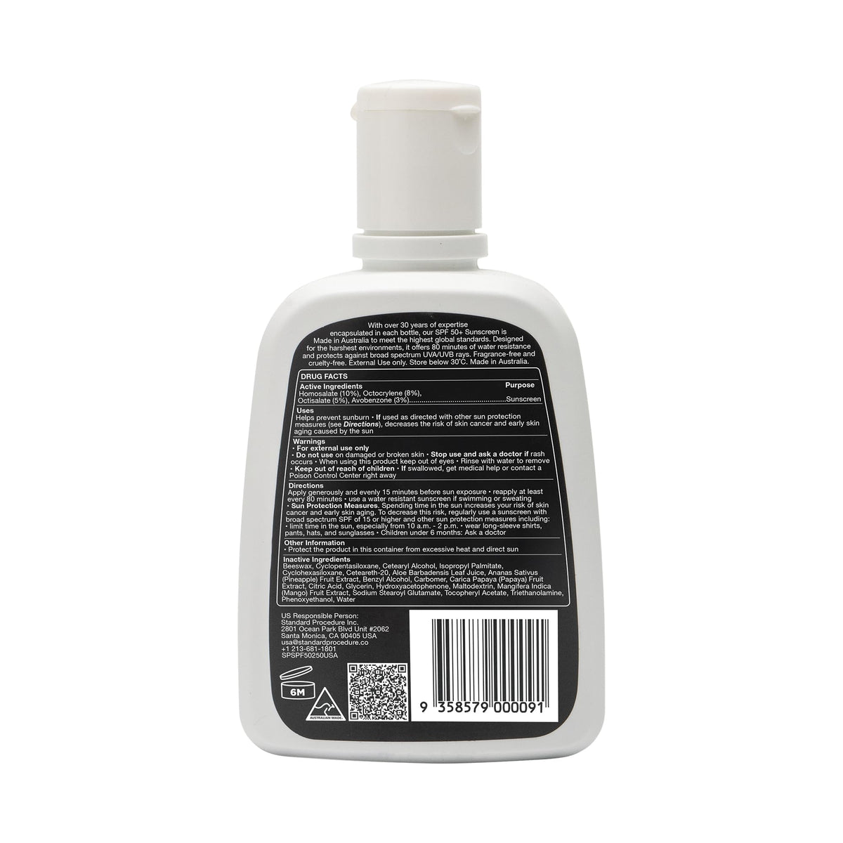 Standard Procedure label close-up highlighting organic ingredients and vitamins