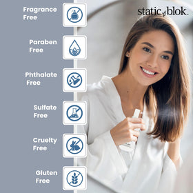 Static Blok applied to a wig demonstrating safe fiber protection benefit