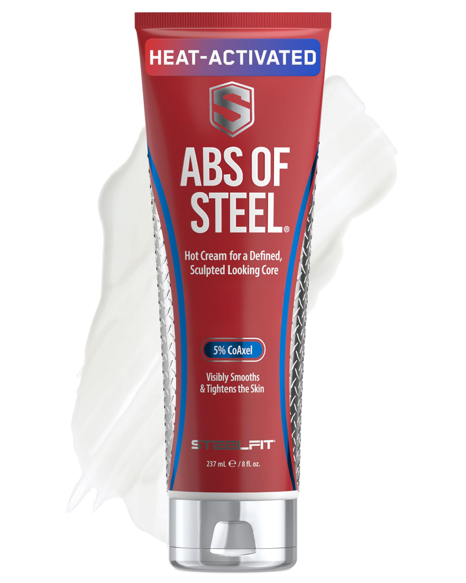 SteelFit cream front packaging showing product and sculpting promise