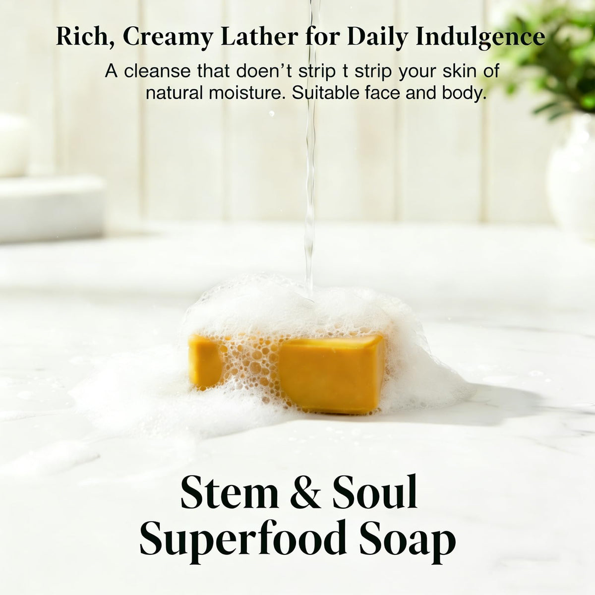 Stem and Soul close-up of bar texture emphasizing gentle exfoliation