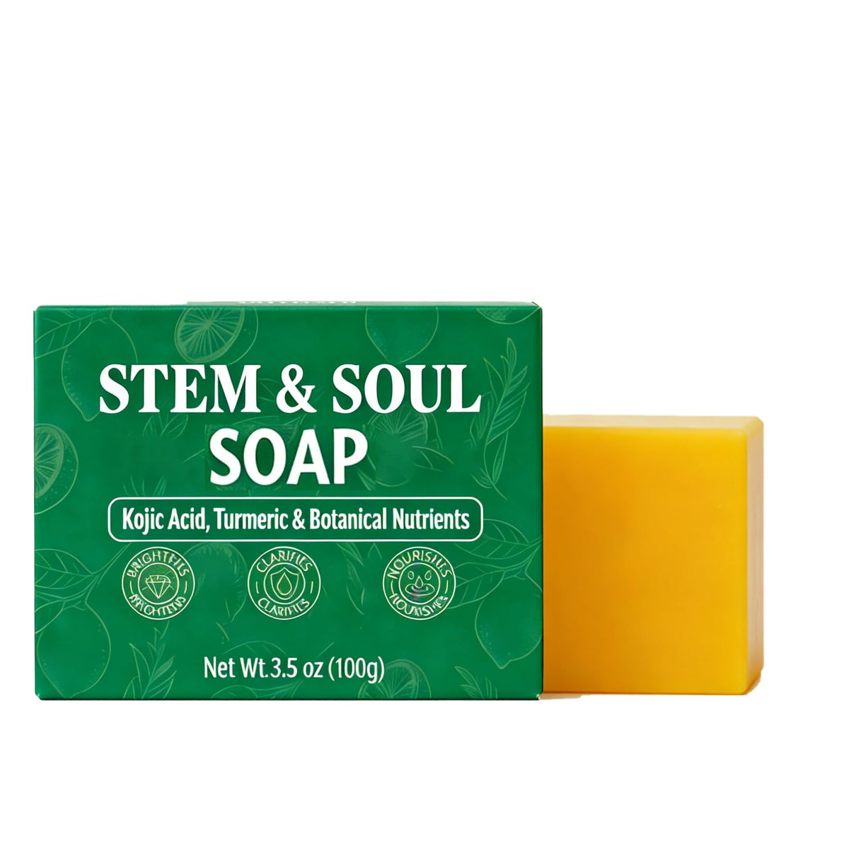 Stem and Soul front packaging showing turmeric lemon soap benefits