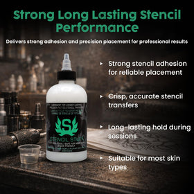 Artist applying Stencil Stuff gel to skin for fast, clean stencil transfer and reduced smudging