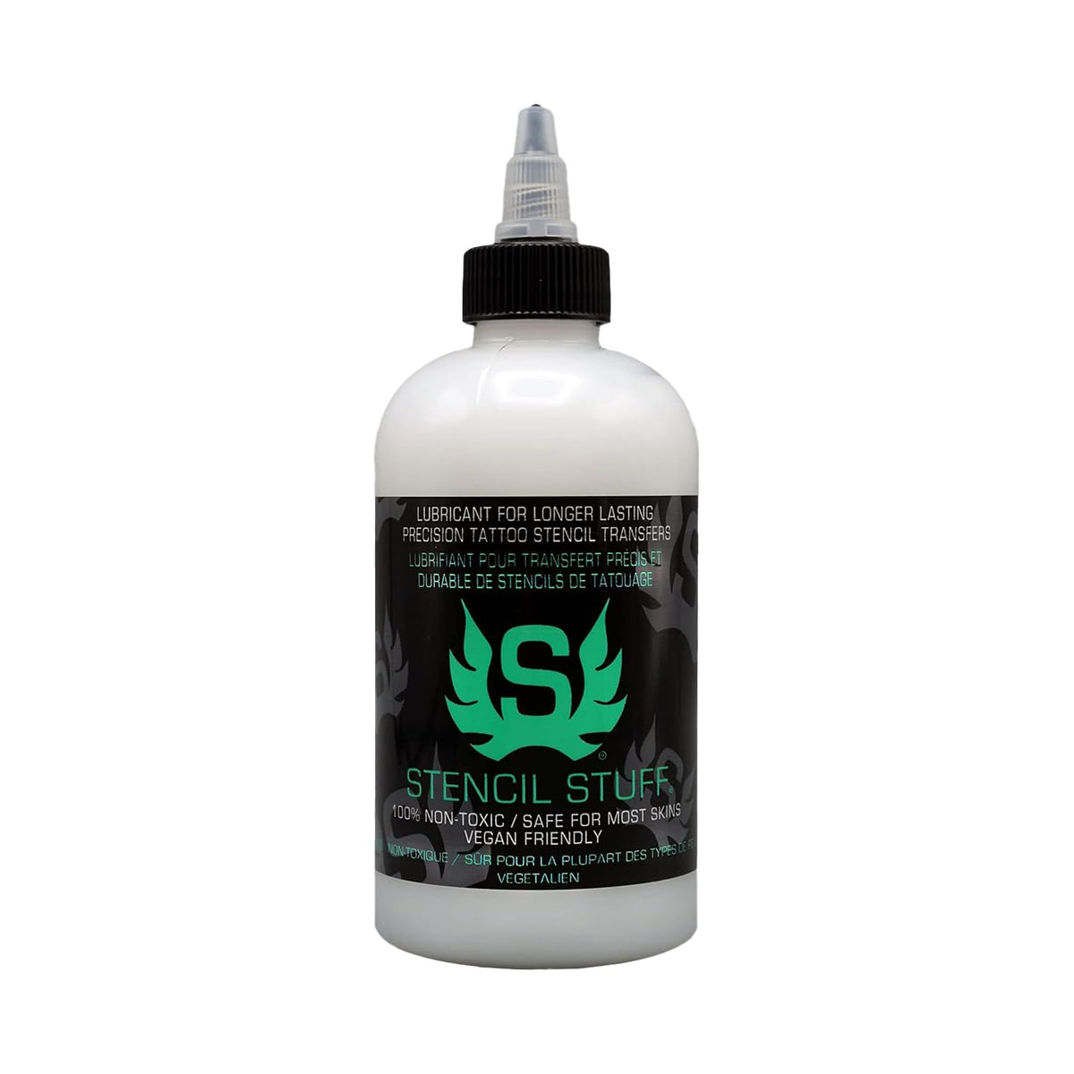 Stencil Stuff front packaging showing bottle and clear branding for dependable transfers