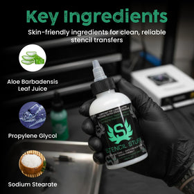 Stencil Stuff label close-up highlighting vegan-friendly clean ingredients