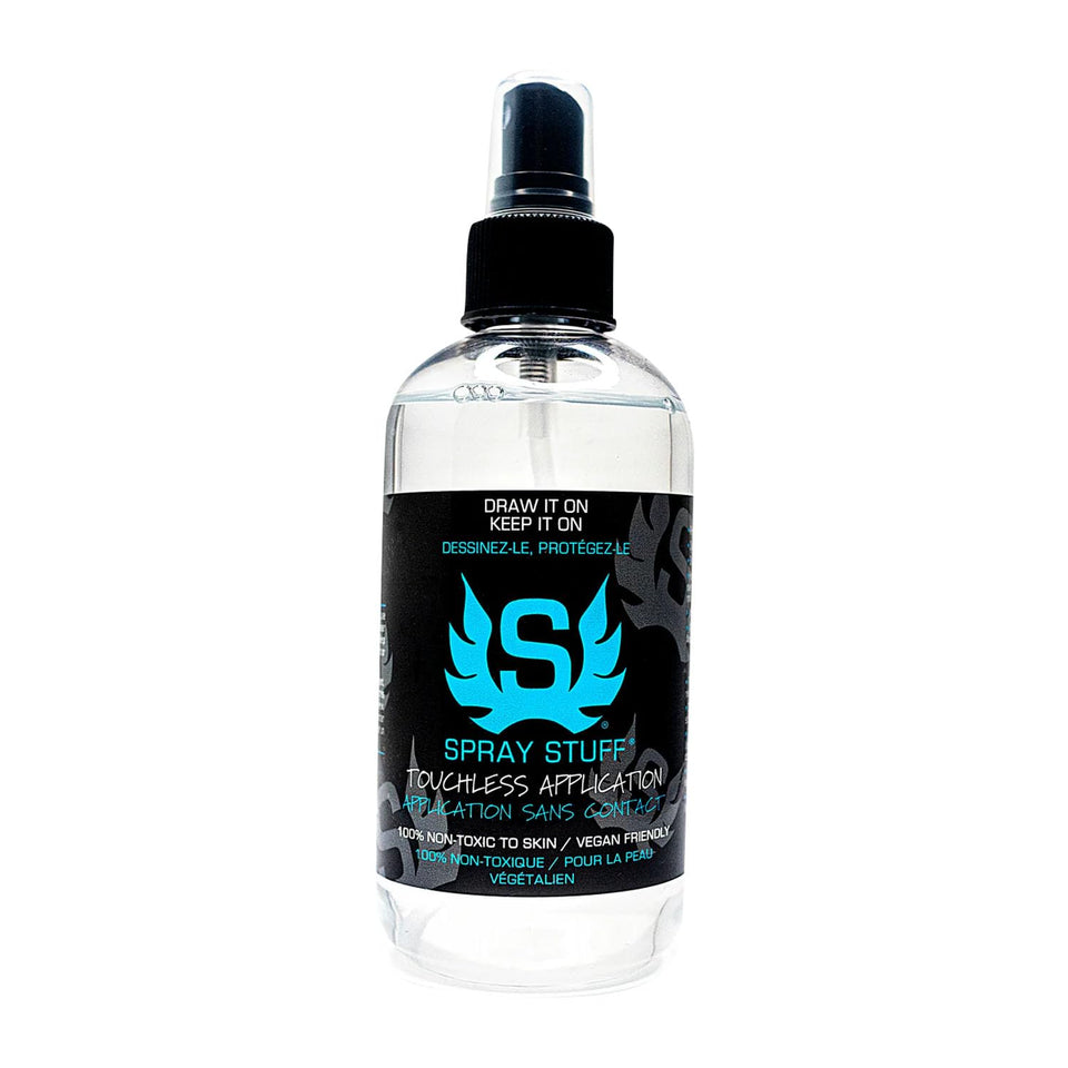 Stencil Stuff front bottle showing label and 8oz size, clear professional branding benefit