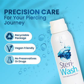 STERI - WASH held in hand to show compact 8 oz size convenience