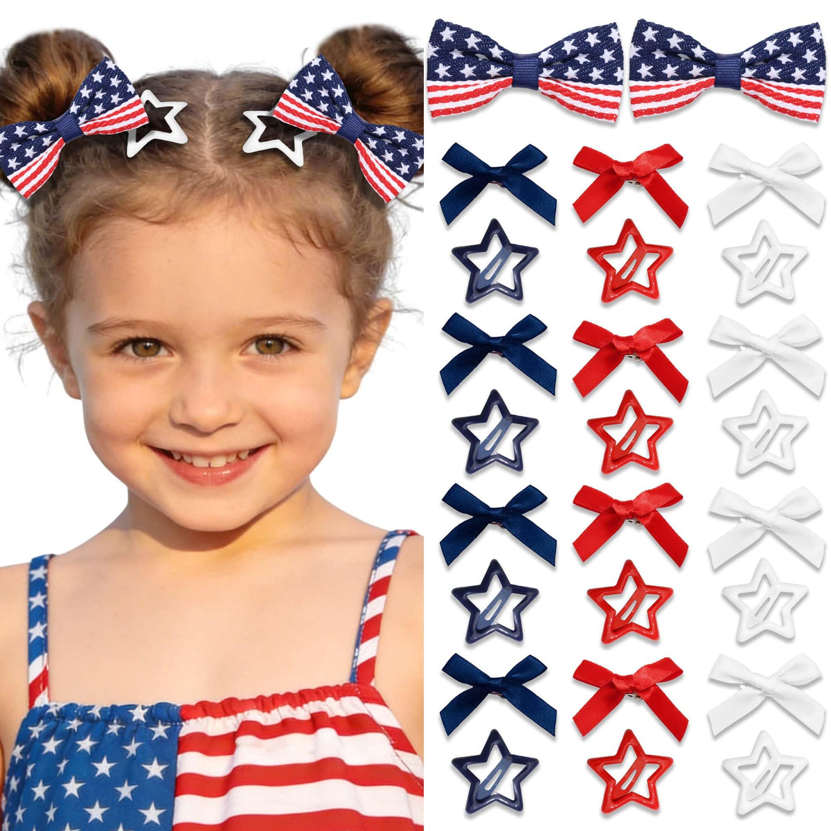 STGDAK front packaging showing 26 patriotic hair clips and neat display