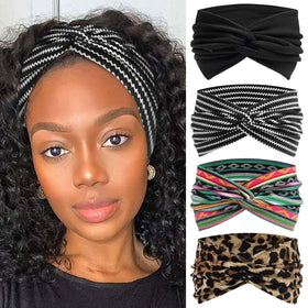 STGDAK front view of four headbands showing colors and patterns, stylish versatility