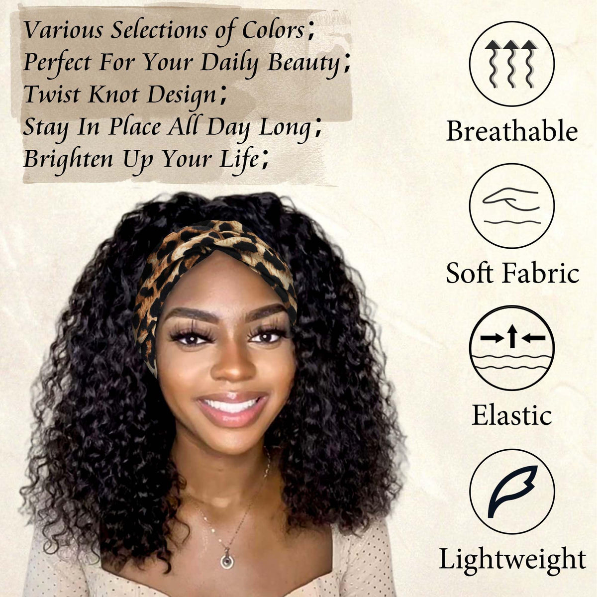 STGDAK side profile on model wearing band with casual outfit, holds hair securely