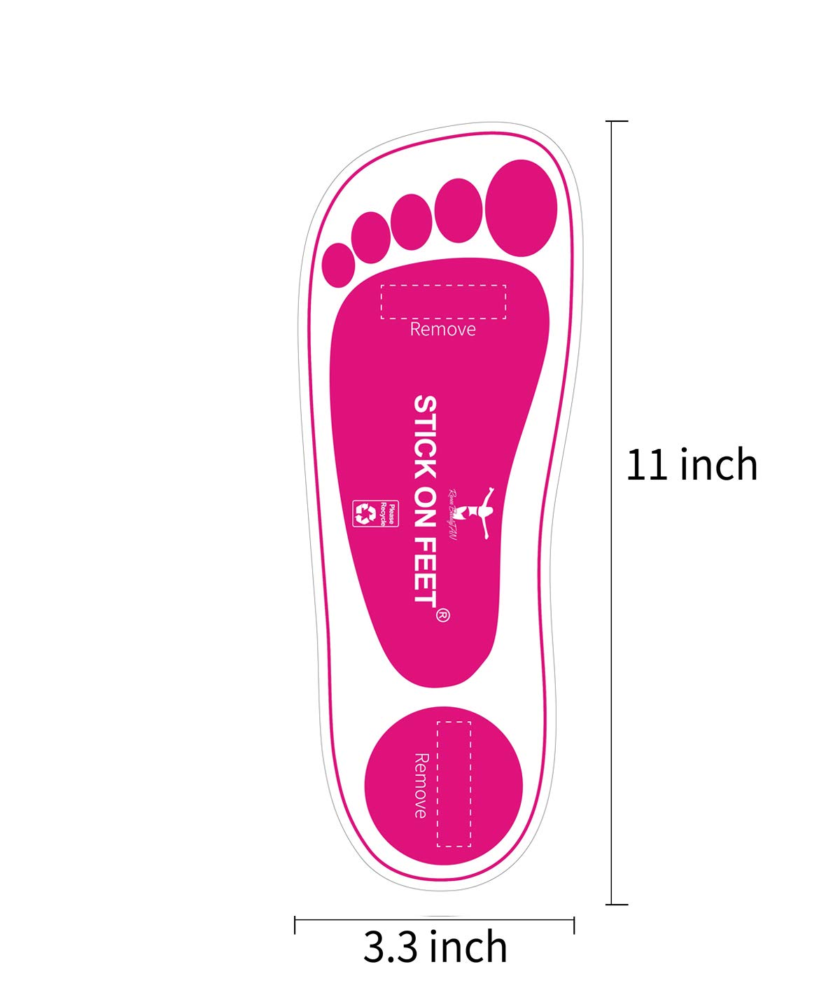 STICKONFEET peeled pad detail demonstrating easy peel-and-stick application for speed