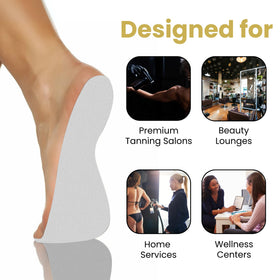 STICKONFEET size comparison with coin highlighting compact footprint and salon practicality