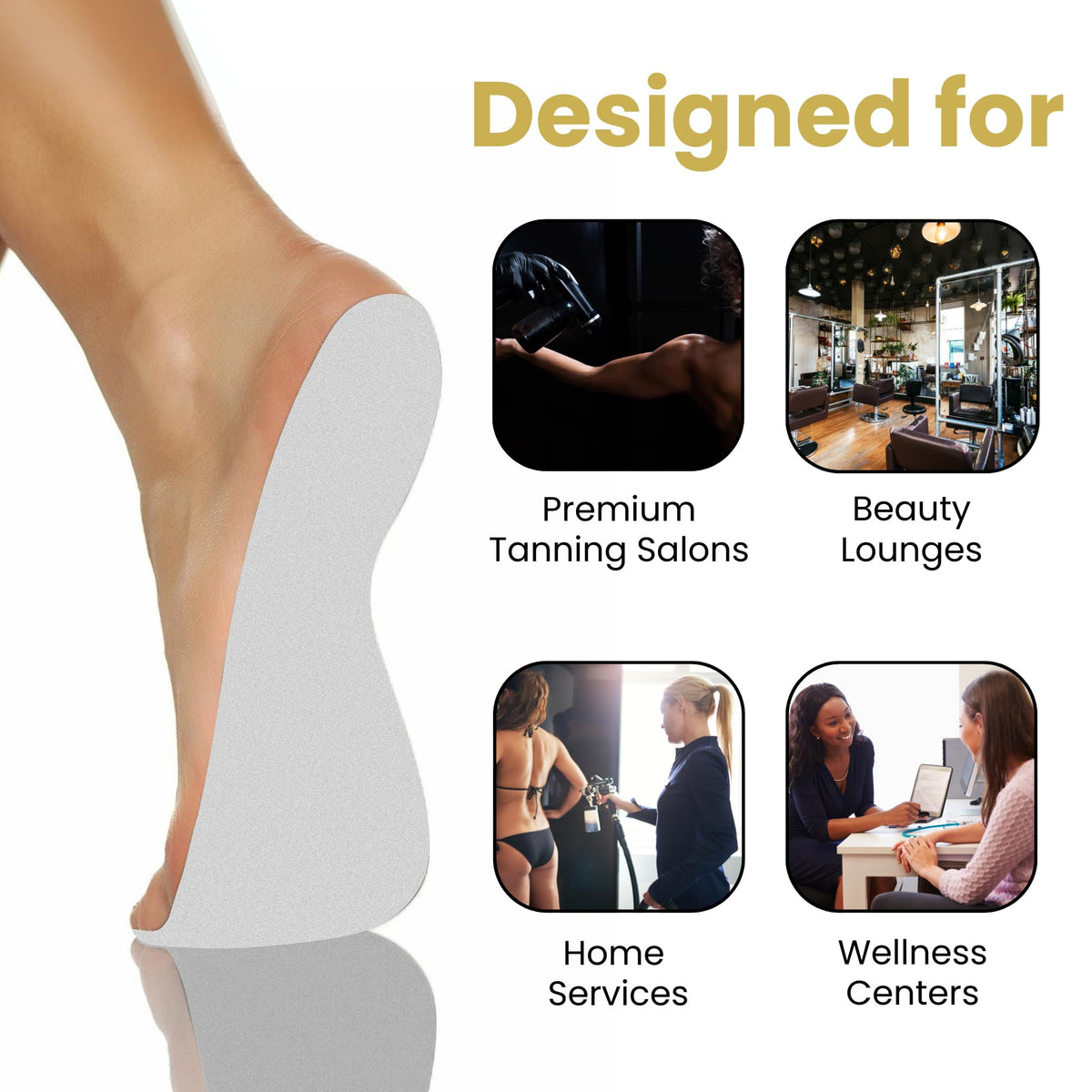 STICKONFEET pads displayed with a salon kit conveying professional readiness