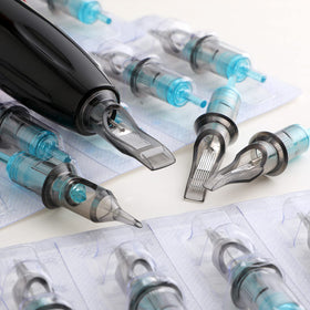 STIGMA cartridge mounted on tattoo machine showing easy compatibility benefit