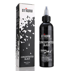 STIGMA front bottle view showing 120ml black ink and professional packaging benefit