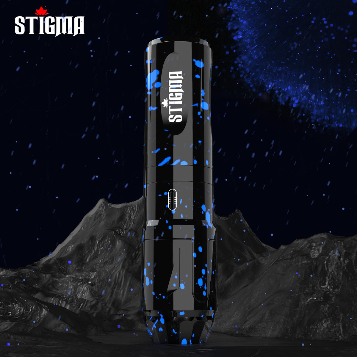 STIGMA close-up of pen frosted grip and needle interface for precision