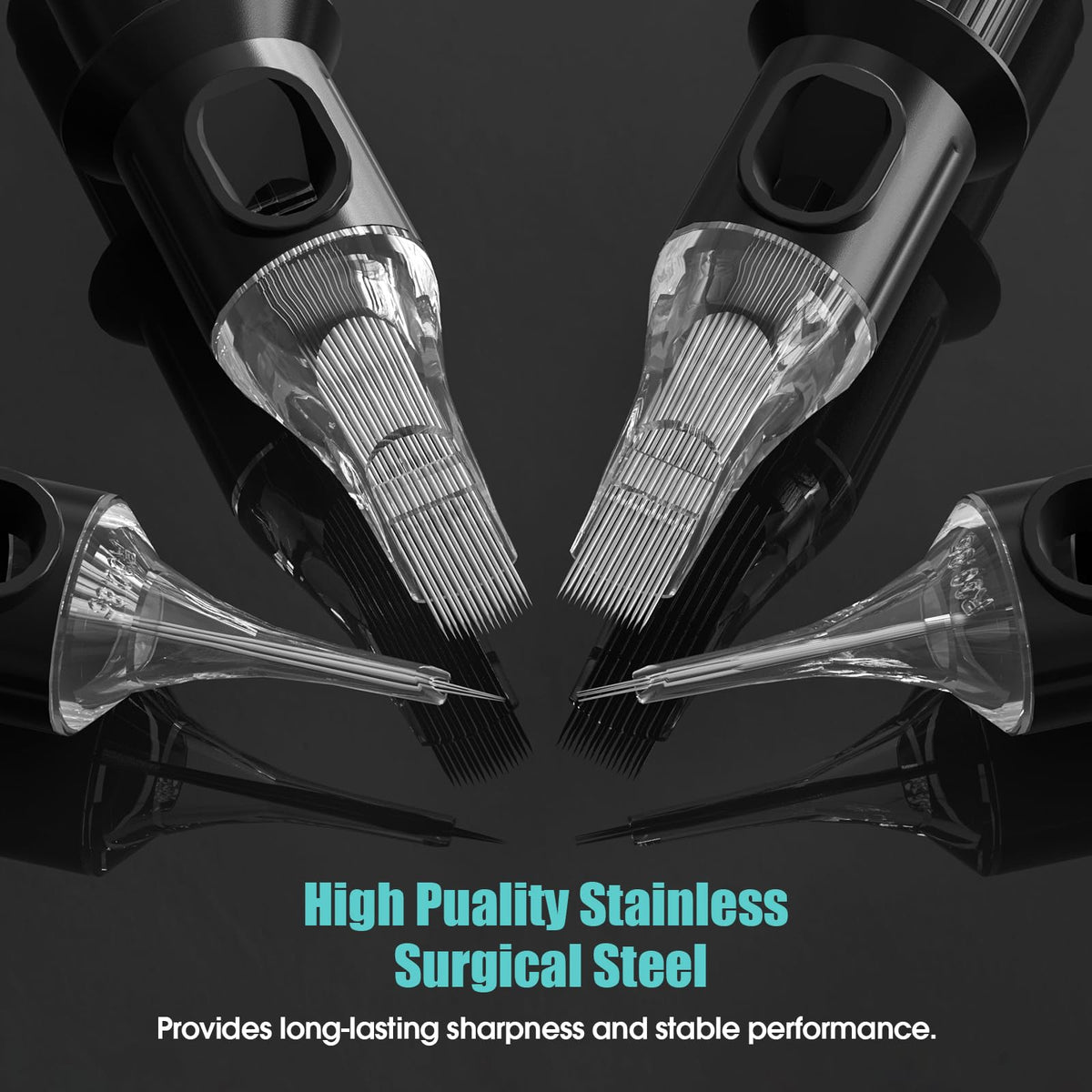 STIGMA cartridge fitted on a tattoo machine showing reliable in-use performance