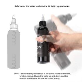 STIGMA ink poured into a sterile cup illustrating easy dispensing and reduced waste