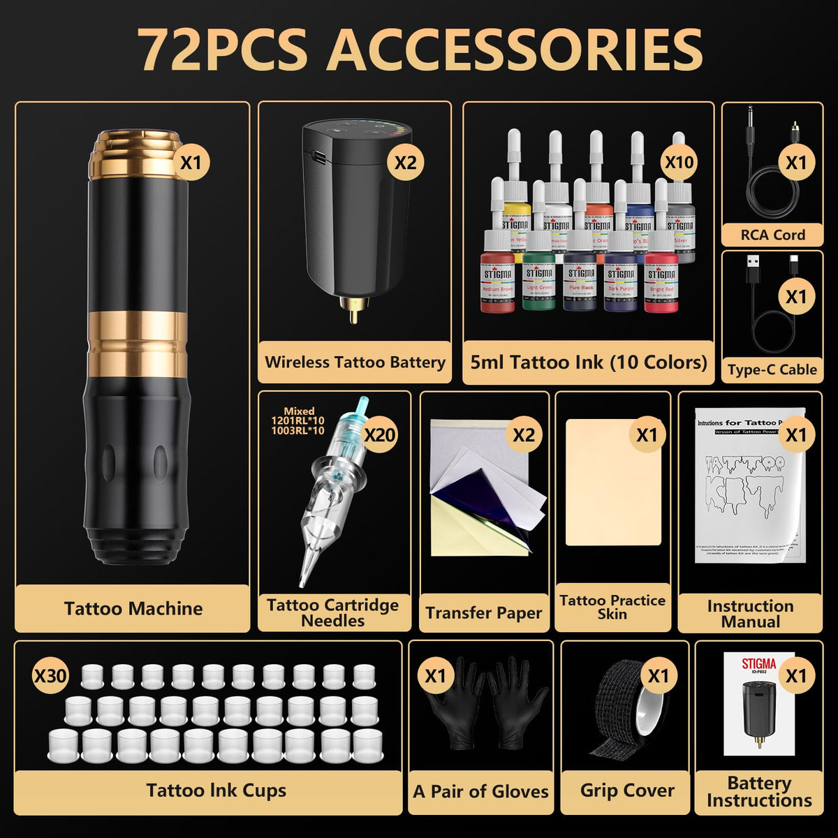 STIGMA accessories and tools neatly arranged for setup and maintenance