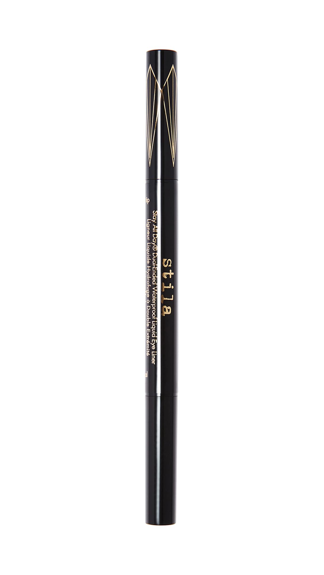 stila dual-ended eyeliner front packaging showing product benefits and sleek design