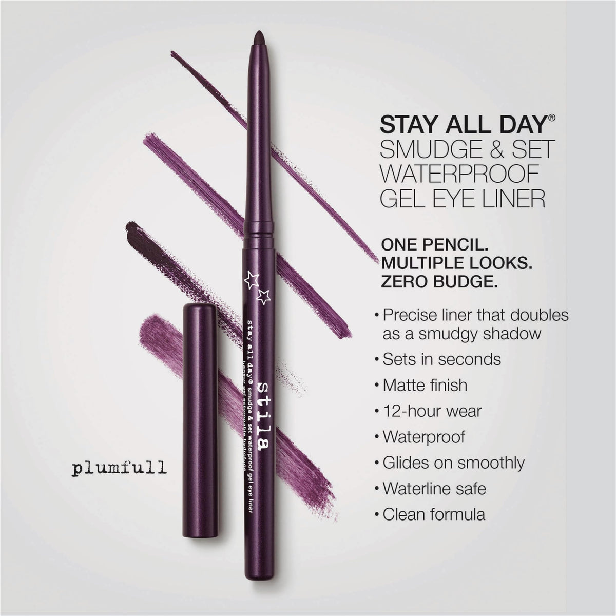 stila gel liner tip close-up highlighting smooth plastic tip and intense pigment payoff